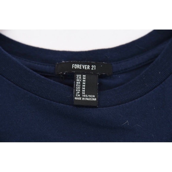 Forever 21 "Have Rad Vibes" Good Navy Blue Graphic T-Shirt Rose Boho Womens Sz M - Picture 8 of 8